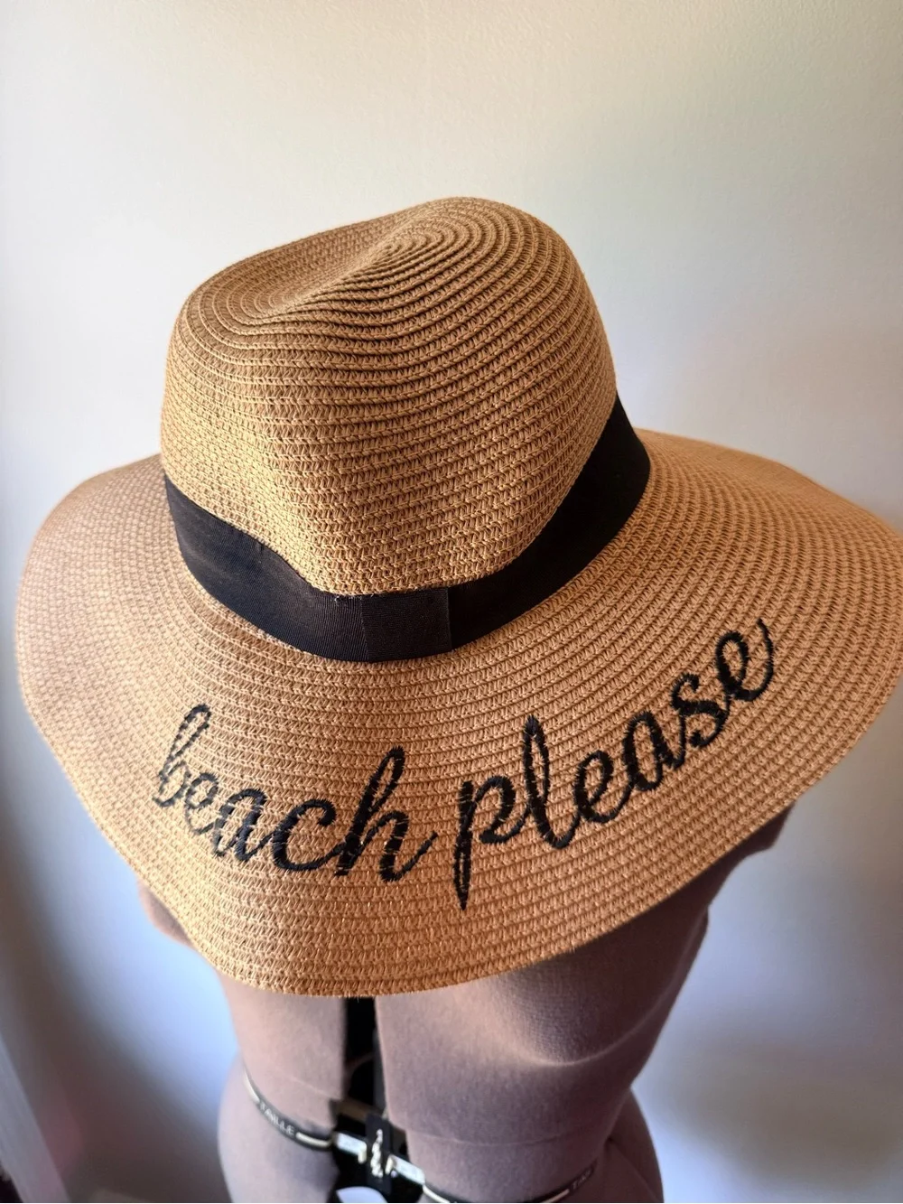Wide Brim Straw Sun Hat - 